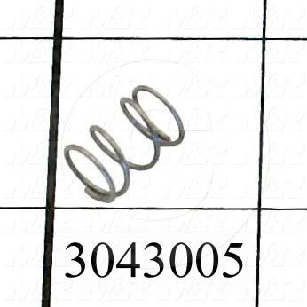 Springs, Compression Type, 0.032 in. Wire Diameter, 0.36 in. Outside Diameter, 0.50 in. Overall Length, 0.145" Solid Length, Stainless Steel 302 Material, Closed and Ground Spring Ends