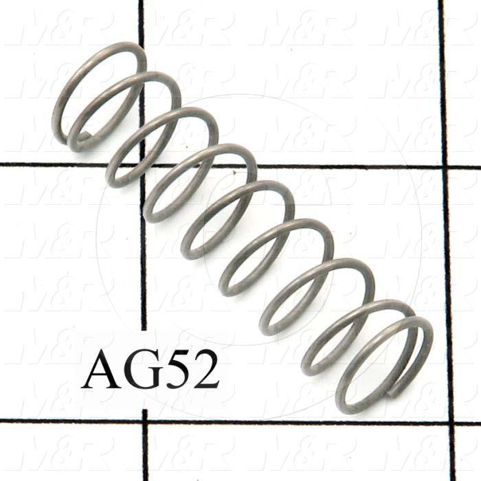 Springs, Compression Type, 0.035" Wire Diameter, 0.438 in. Outside Diameter, 1.50 in. Overall Length, 0.32" Solid Length, 9 Total Coils, Spring Wire Material, Closed Spring Ends