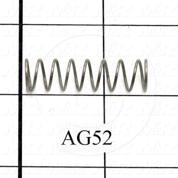 Springs, Compression Type, 0.035" Wire Diameter, 0.438 in. Outside Diameter, 1.50 in. Overall Length, 0.32" Solid Length, 9 Total Coils, Spring Wire Material, Closed Spring Ends