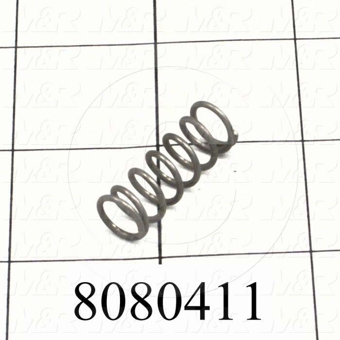 Springs, Compression Type, 0.045 in. Wire Diameter, 0.40" Outside Diameter, 1.09" Overall Length, 7 Total Coils, Stainless Steel Material, Closed and Ground Spring Ends