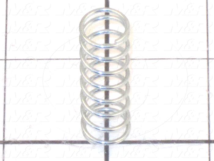 Springs, Compression Type, 0.045 in. Wire Diameter, 0.48 in. Outside Diameter, 1.50 in. Overall Length, 0.40" Solid Length, 8.7 Total Coils, Music Wire Material, 6 Lb/In Rate