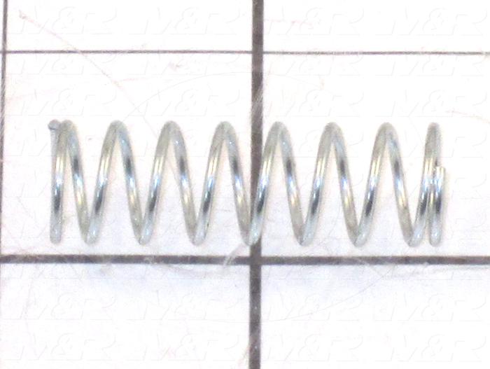 Springs, Compression Type, 0.045 in. Wire Diameter, 0.48 in. Outside Diameter, 1.50 in. Overall Length, 0.40" Solid Length, 8.7 Total Coils, Music Wire Material, 6 Lb/In Rate