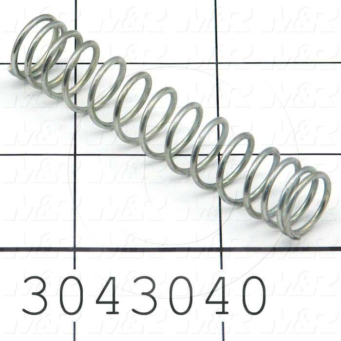 Springs, Compression Type, 0.047" Wire Diameter, 0.500" Outside Diameter, 2.00 in. Overall Length, 0.92" Solid Length, Spring-Tempered Steel Material, Closed Spring Ends, 6.29 Lb/In Rate