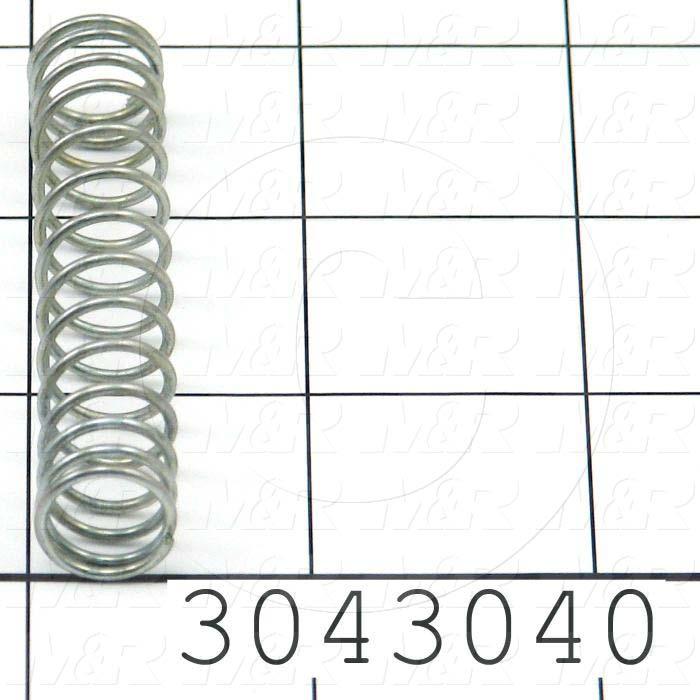 Springs, Compression Type, 0.047" Wire Diameter, 0.500" Outside Diameter, 2.00 in. Overall Length, 0.92" Solid Length, Spring-Tempered Steel Material, Closed Spring Ends, 6.29 Lb/In Rate