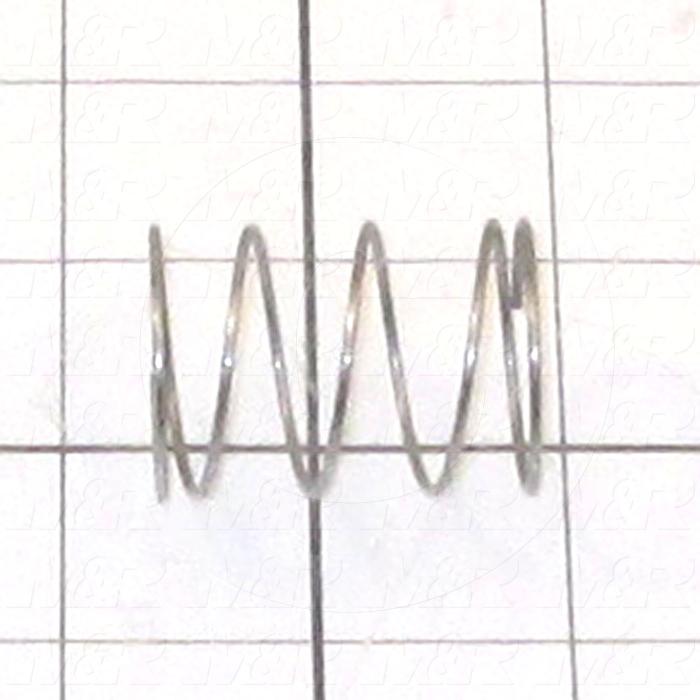 Springs, Compression Type, 0.049 in. Wire Diameter, 1.09" Outside Diameter, 1.50 in. Overall Length, 0.30" Solid Length, 5 Total Coils, Stainless Steel 316 Material, Closed Spring Ends