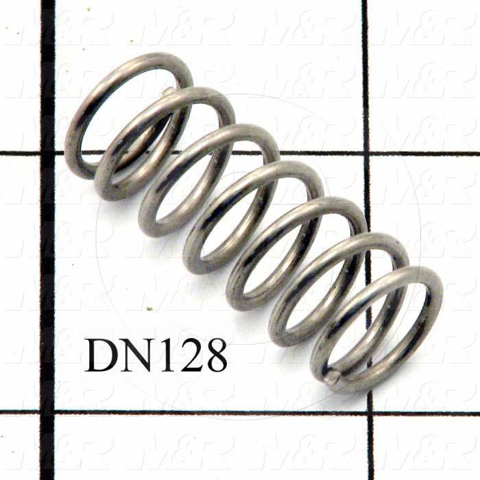 Springs, Compression Type, 0.055 in. Wire Diameter, 0.500" Outside Diameter, 1.19" Overall Length, 7 Total Coils, Stainless Steel Material, Closed Spring Ends