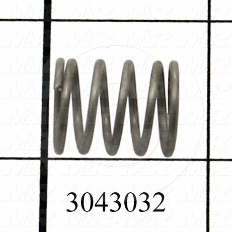 Springs, Compression Type, 0.055 in. Wire Diameter, 0.600" Outside Diameter, 0.750" Overall Length, Music Wire Material, Closed and Ground Spring Ends