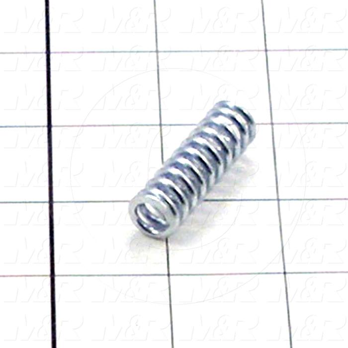 Springs, Compression Type, 0.080" Wire Diameter, 3.500" Outside Diameter, 1.50 in. Overall Length, 0.87" Solid Length, 10.8 Total Coils, Closed and Ground Spring Ends