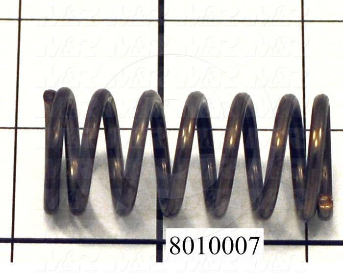 Springs, Compression Type, 0.105" Wire Diameter, 0.870" Outside Diameter, 2.00 in. Overall Length, 7 Total Coils, Spring Wire Material, Closed and Ground Spring Ends