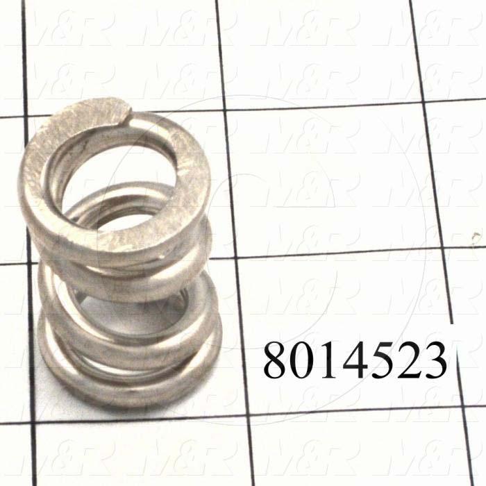 Springs, Compression Type, 0.16 in. Wire Diameter, 0.88 in. Outside Diameter, 1.44" Overall Length, 4 Total Coils, Spring Wire Material, Closed and Ground Spring Ends