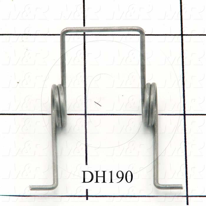 Springs, Torsion Type, 0.051" Wire Diameter, 2.25 Total Coils, Spring Wire Material, Zinc Finish
