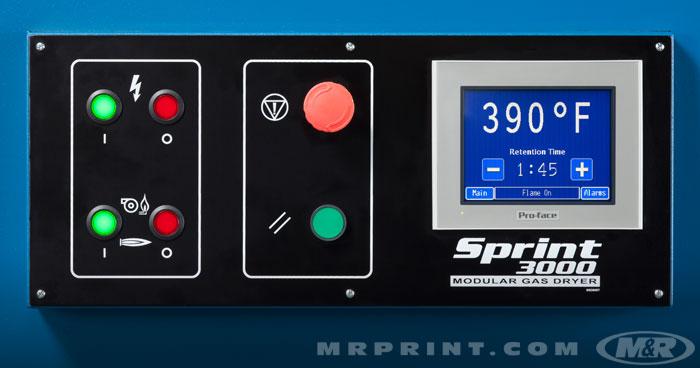 Color Touchscreen Control Center on Sprint 3000 Gas Screen Printing Conveyor Dryer