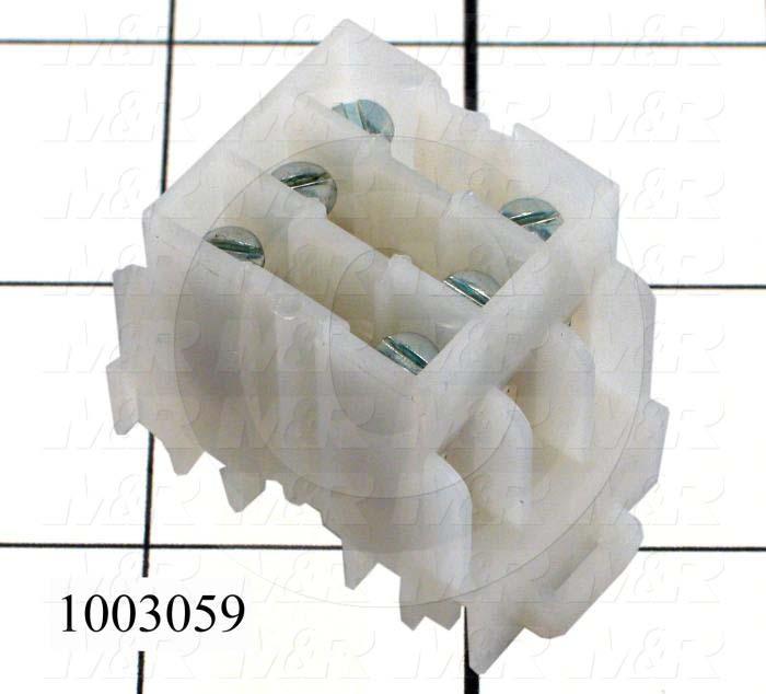 Terminal Block, 3 Poles, 60A, Rail Mounting