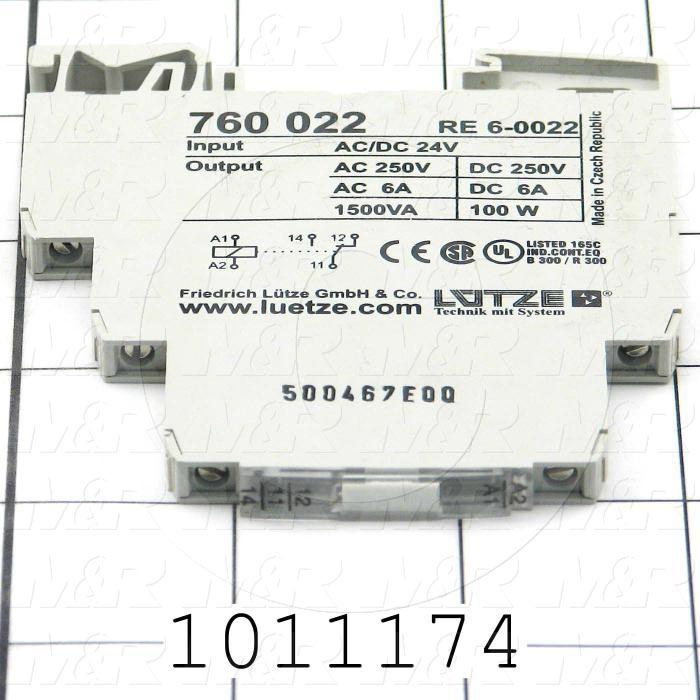 Terminal Block Relay, 24V AC/DC, 250VAC, 6A
