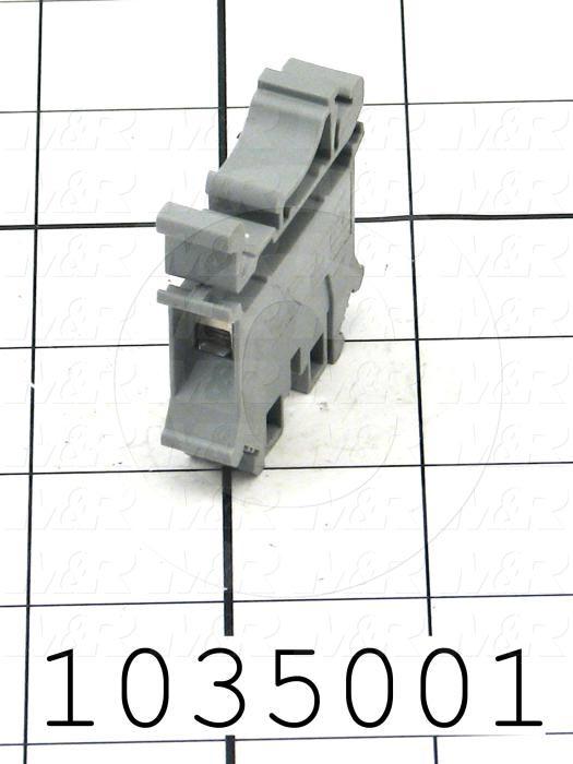 Terminal Block, Screw Clamp, 2 Poles, 24-6AWG, 65A, 600V, Gray