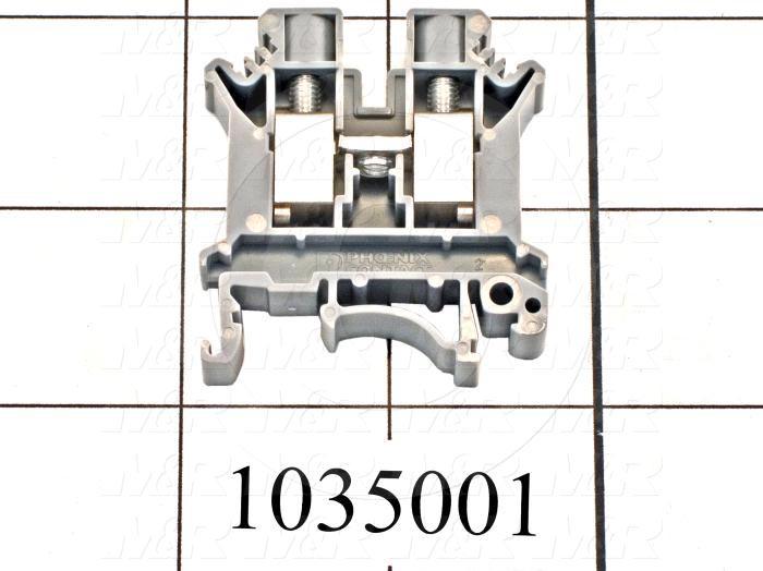 Terminal Block, Screw Clamp, 2 Poles, 24-6AWG, 65A, 600V, Gray