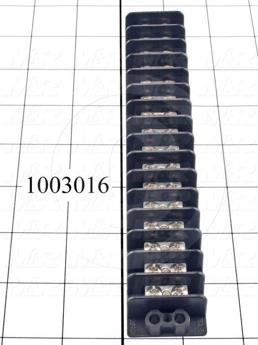 Terminal Block, Strip, 16 Poles, 14AWG