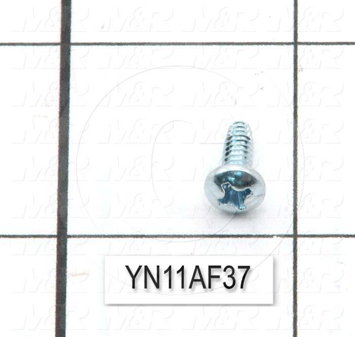 Thread-Forming, Head Pan Phillips, Thread Size 6-32, Screw Length 3/8", Material 1 Steel, Finish Nickel Plated
