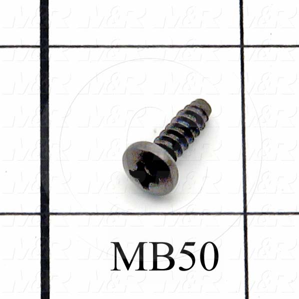 Thread-Forming, Head Pan Phillips, Thread Size #8, Screw Length 1/2 in., Material 1 Steel, Finish Black Oxide