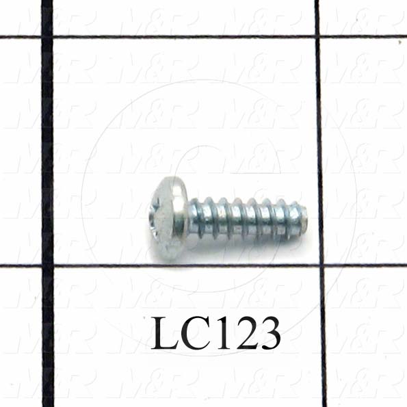 Thread-Forming, Head Pan Phillips, Thread Size #8, Screw Length 1/2 in., Material 1 Steel, Finish Zinc