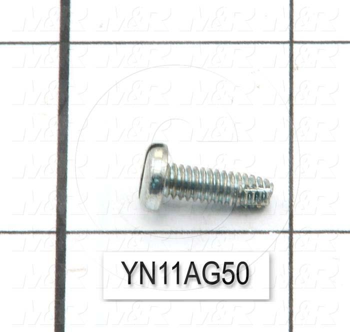 Thread-Forming, Standard ANSI, Head Pan Slotted, Thread Size 8-32, Screw Length 1/2 in., Material 1 Steel, Finish Nickel