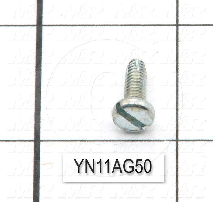 Thread-Forming, Standard ANSI, Head Pan Slotted, Thread Size 8-32, Screw Length 1/2 in., Material 1 Steel, Finish Nickel