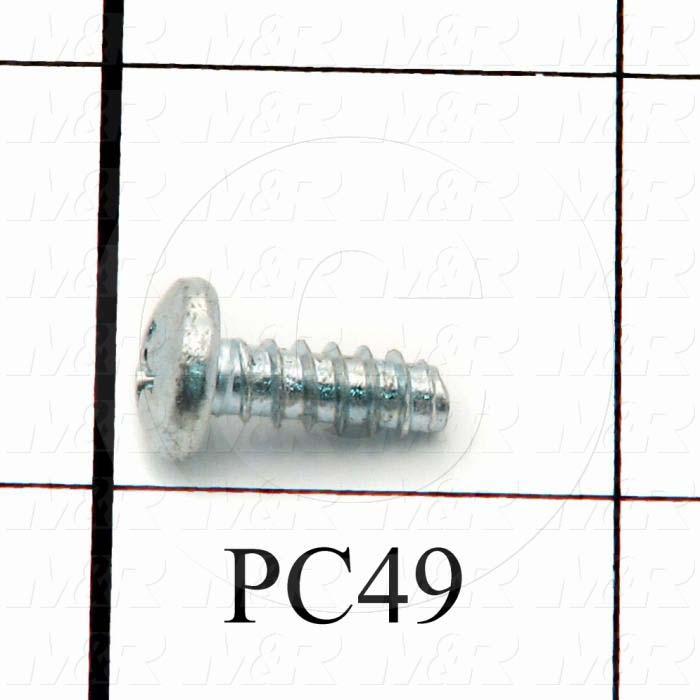 Thread-Forming, Type B, Head Pan Phillips, Thread Size 10-16, Screw Length 0.50", Material 1 Steel, Finish Zinc