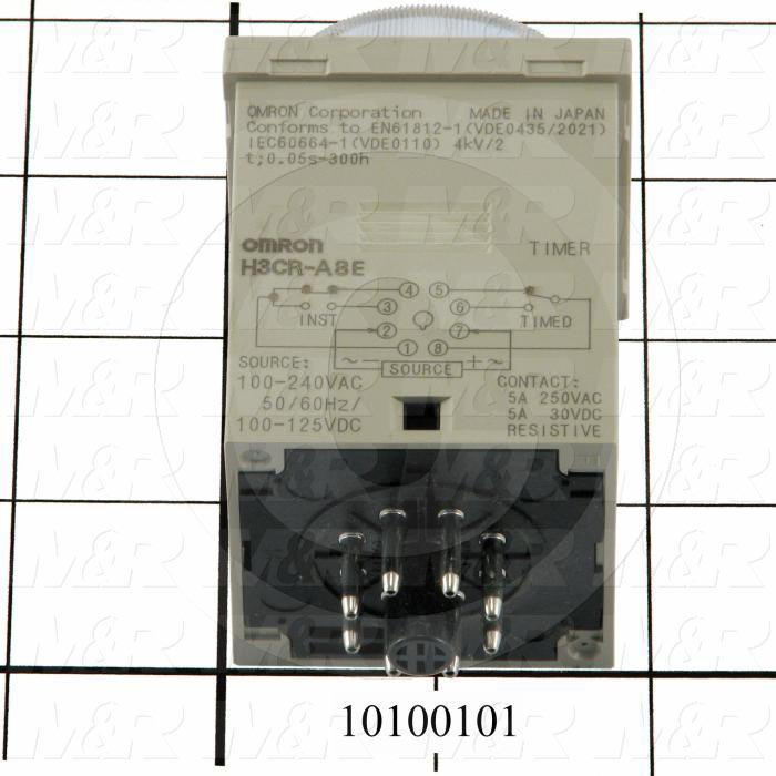 Timer, ONE-SHOT, On-Delay, 0.5 Sec to 300 Hours Time Range, 100-240VAC, 8-Pin