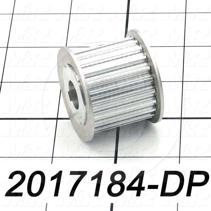 Timing Belt Pulley, 0.47" Bore Size, Cylindrical with Keyway Bore Type, 1.25" Height, Aluminum Material, 25 mm Belt Width, Part of 2017184