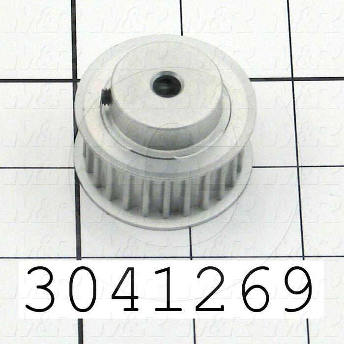 Timing Belt Pulley, 0.63 in. Bore Size, HTD Tooth Profile, 24 Teeth, 5 mm Pitch, 6F Pulley Type, 1.630" Pitch Diameter, 1.09" Height, Aluminum Material, 15 mm Belt Width