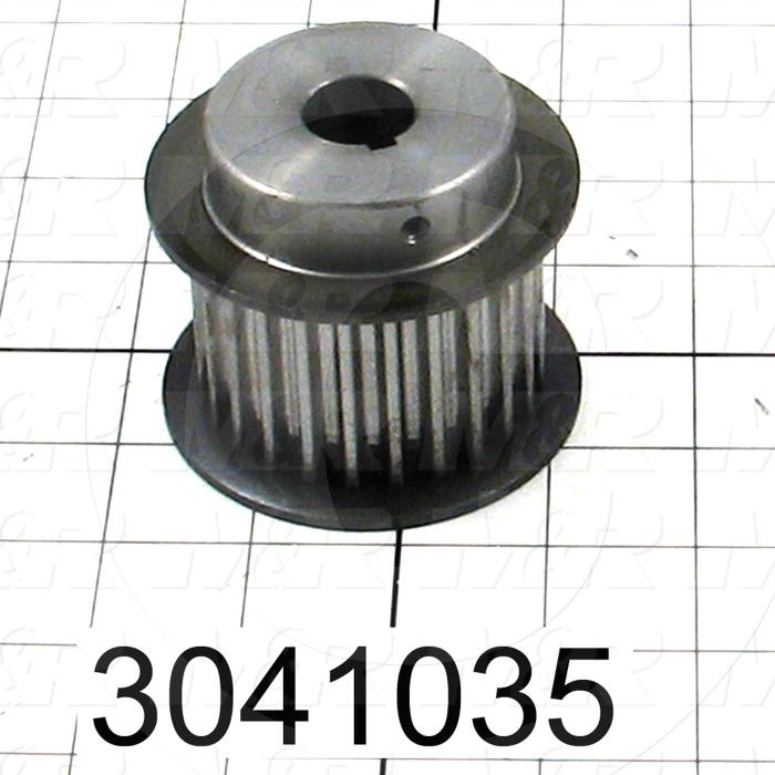 Timing Belt Pulley, 0.75" Bore Size, Cylindrical with Keyway Bore Type, GT Tooth Profile, 25 Teeth, 8 mm Pitch, 2.760" Pitch Diameter, Steel Material, 36 mm Belt Width