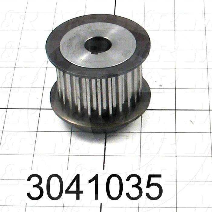 Timing Belt Pulley, 0.75" Bore Size, Cylindrical with Keyway Bore Type, GT Tooth Profile, 25 Teeth, 8 mm Pitch, 2.760" Pitch Diameter, Steel Material, 36 mm Belt Width