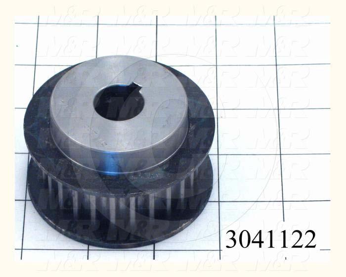 Timing Belt Pulley, 0.75" Bore Size, GT Tooth Profile, 25 Teeth, 8 mm Pitch, 2.760" Pitch Diameter, Steel Material, 21 mm Belt Width