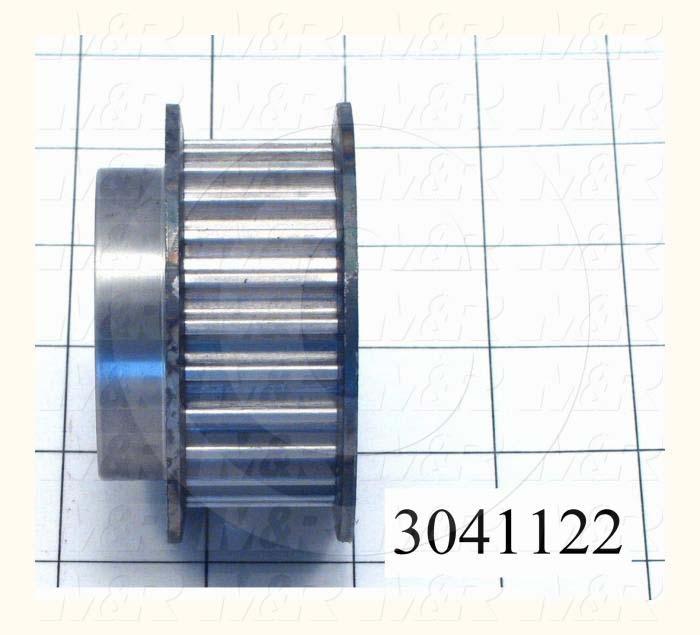 Timing Belt Pulley, 0.75" Bore Size, GT Tooth Profile, 25 Teeth, 8 mm Pitch, 2.760" Pitch Diameter, Steel Material, 21 mm Belt Width