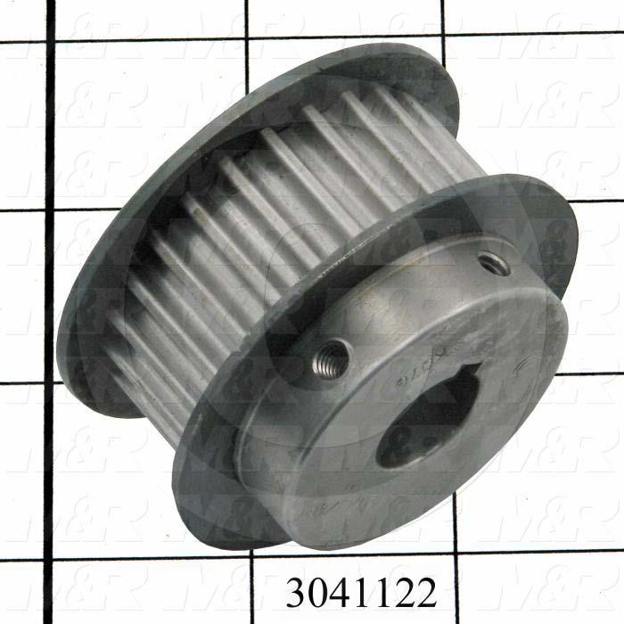 Timing Belt Pulley, 0.75" Bore Size, GT Tooth Profile, 25 Teeth, 8 mm Pitch, 2.760" Pitch Diameter, Steel Material, 21 mm Belt Width
