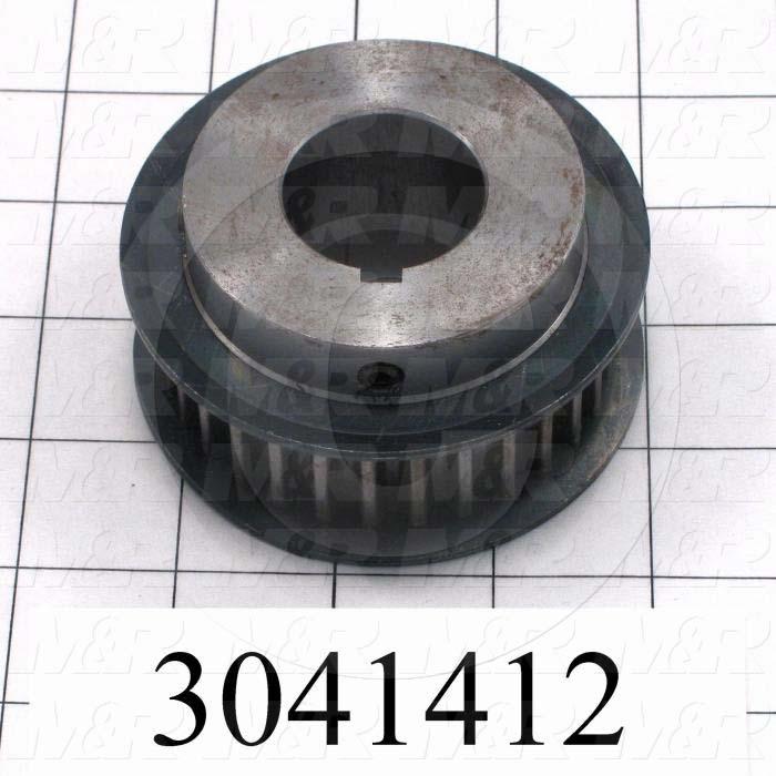 Timing Belt Pulley, 1.25" Bore Size, GT2 Tooth Profile, 30 Teeth, 8 mm Pitch, 3.450" Pitch Diameter, Steel Material, 21 mm Belt Width