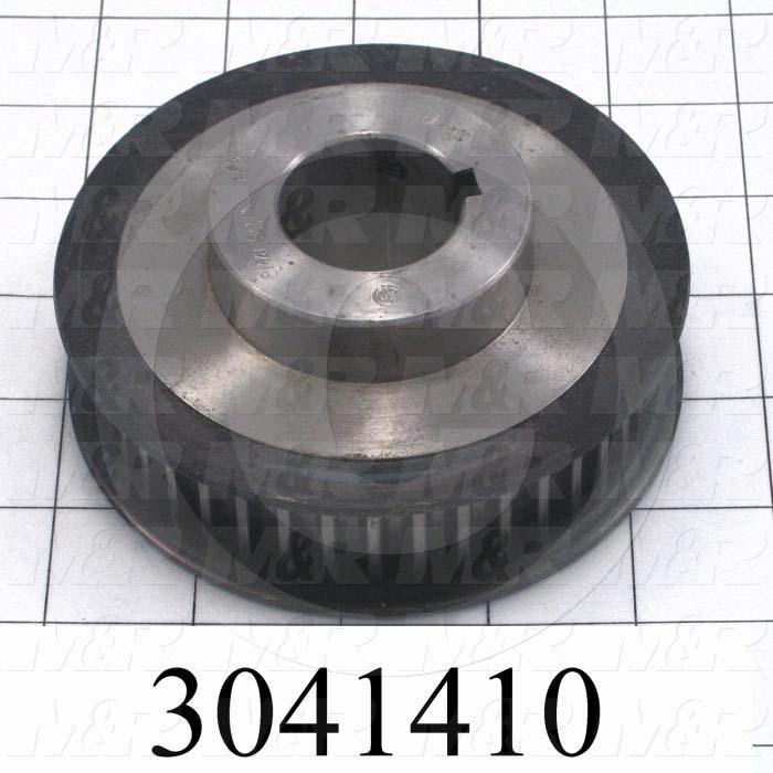 Timing Belt Pulley, 1.25" Bore Size, GT2 Tooth Profile, 40 Teeth, 8 mm Pitch, 4.010" Pitch Diameter, Steel Material, 21 mm Belt Width