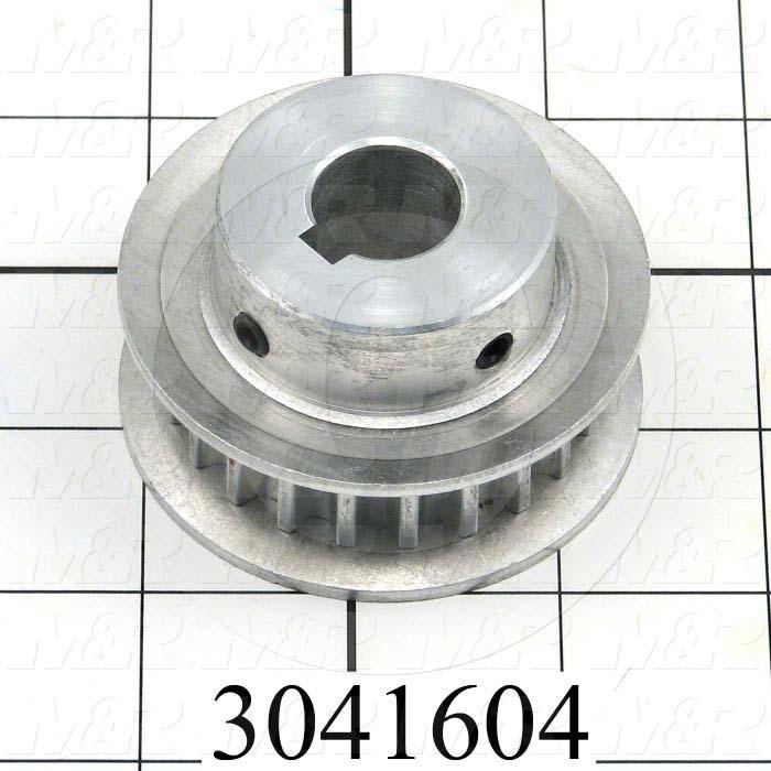 Timing Belt Pulley, 18 MM Bore Size, GT Tooth Profile, 22 Teeth, 8 mm Pitch, 2.56" Pitch Diameter, 1.46" Height, Aluminum Material, 12 mm Belt Width