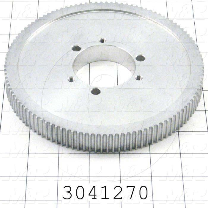 Timing Belt Pulley, Q-D SDS Bushing Bore Type, HTD Tooth Profile, 112 Teeth, 5 mm Pitch, C1 Pulley Type, 6.980" Pitch Diameter, 0.84" Height, Steel Material, 15 mm Belt Width