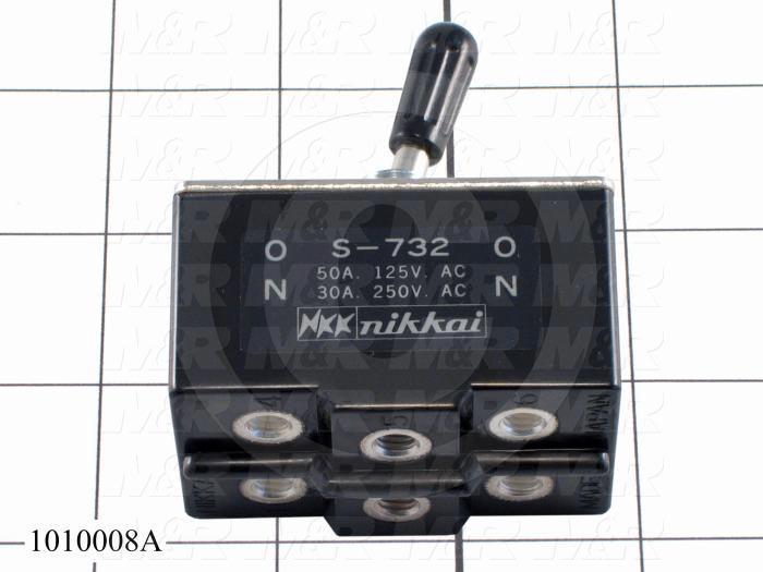 Toggle Switch, ON-NONE-ON, 2 Positions, DPDT, 250VAC, 30A