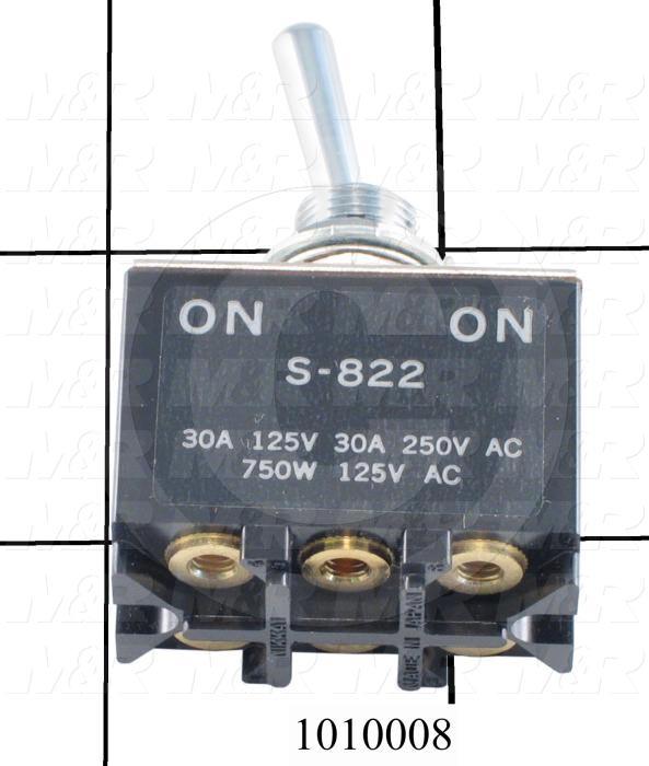 Toggle Switch, ON-NONE-ON, 2 Positions, DPDT, 250VAC, 30A