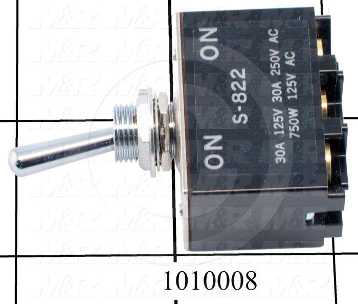 Toggle Switch, ON-NONE-ON, 2 Positions, DPDT, 250VAC, 30A