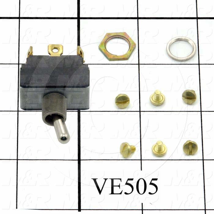 Toggle Switch, ON-NONE-ON, DPDT, 125VAC, 15A, Srew Terminals