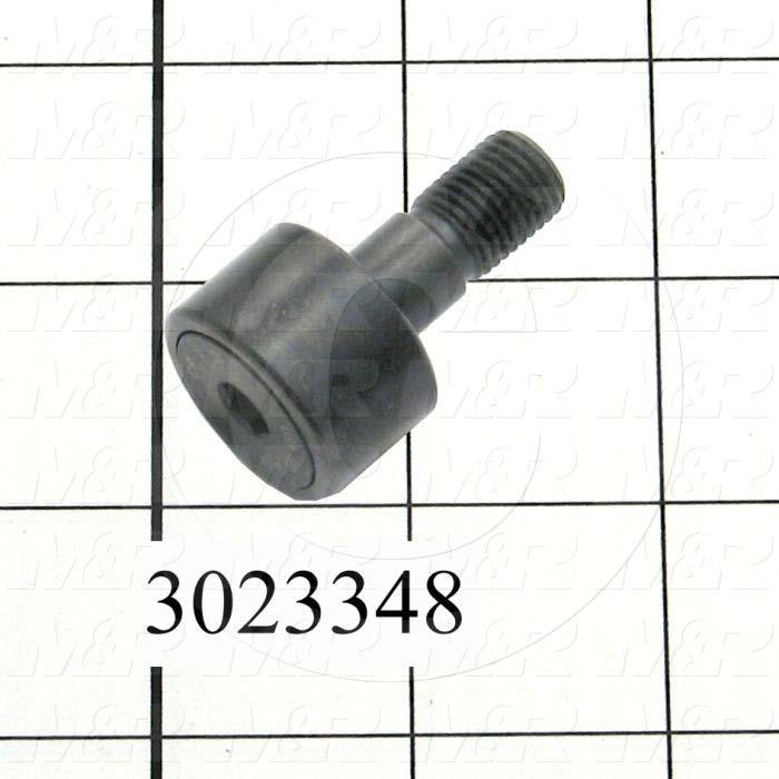 Track Rollers, ANSI, Crowned Type, 0.75" Roller Diameter, Standard Stud Type, 0.50" Roller Width, 0.375" Stud Diameter, Needle Rolling Element, Hex Hole Mounting Type, Sealed Seal Type