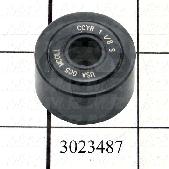 Track Rollers, ANSI, Crowned Type, 1.125" Roller Diameter, 0.625 in. Roller Width, 5/16" Bore Size, Needle Rolling Element, Sealed Seal Type, Steel Material