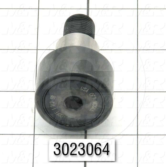Track Rollers, ANSI, Crowned Type, 1.50" Roller Diameter, Eccentric Stud Type, 0.875" Roller Width, 0.875" Stud Diameter, Needle Rolling Element, Hex Hole Mounting Type, Sealed Seal Type