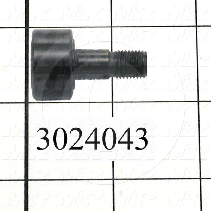 Track Rollers, ANSI, Cylinder Type, 0.875" Roller Diameter, Standard Stud Type, 0.50" Roller Width, 0.375" Stud Diameter, Needle Rolling Element, Slotted Hole Mounting Type, Steel Material