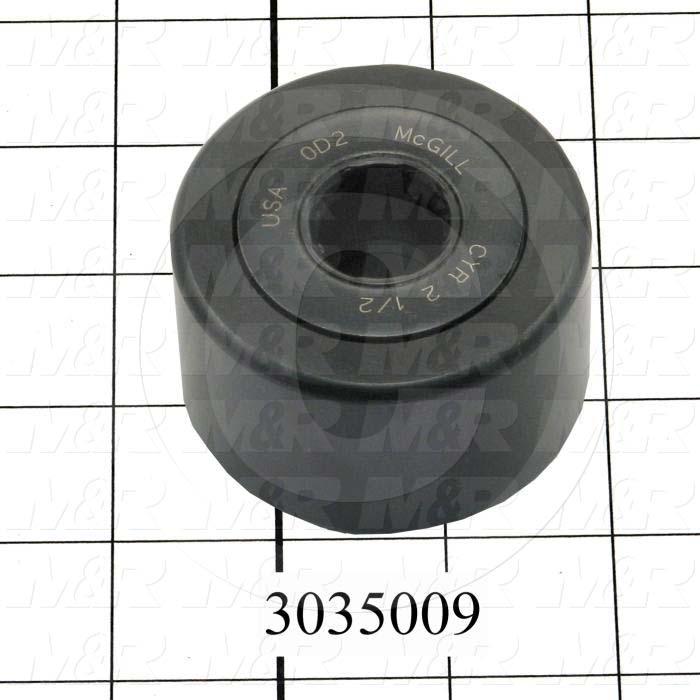 Track Rollers, ANSI, Cylinder Type, 2.50" Roller Diameter, 1.531" Roller Width, 0.75" Bore Size, Ball Rolling Element, Sealed Seal Type, Steel Material