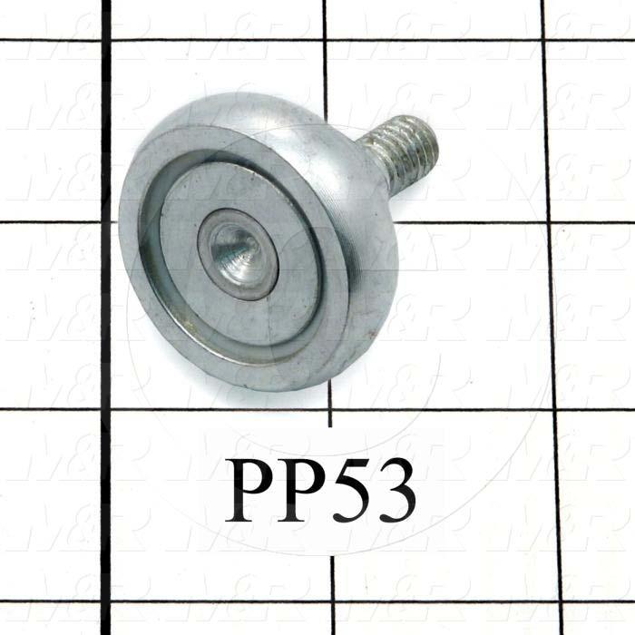 Track Rollers, Crowned Type, 1.38" Roller Diameter, Standard Stud Type, 0.375" Roller Width, 0.313" Stud Diameter, Ball Rolling Element, Face mounted Mounting Type