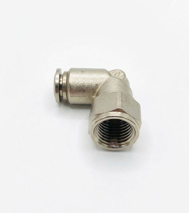 Tube Compression Fittings, Elbow Type, Tube to Threaded Pipe Connector, 6 mm Tube OD, 1/4 in. BSPP Female Thread size, Nickel plated brass Material